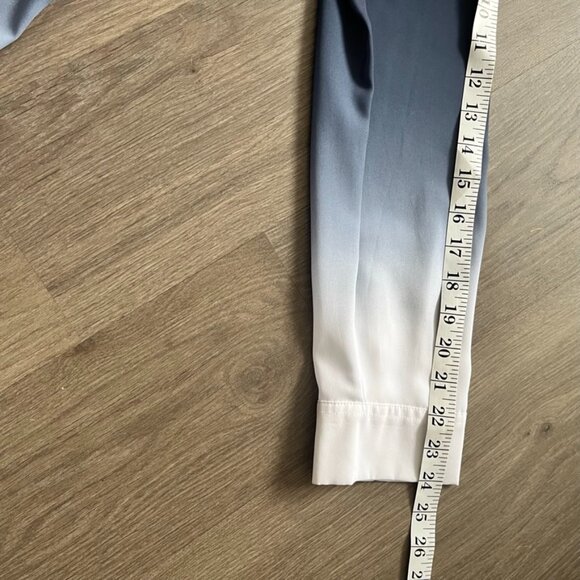 INC Blue to White Fade Crop Button Down Blouse with Front Tie - Picture 6 of 12